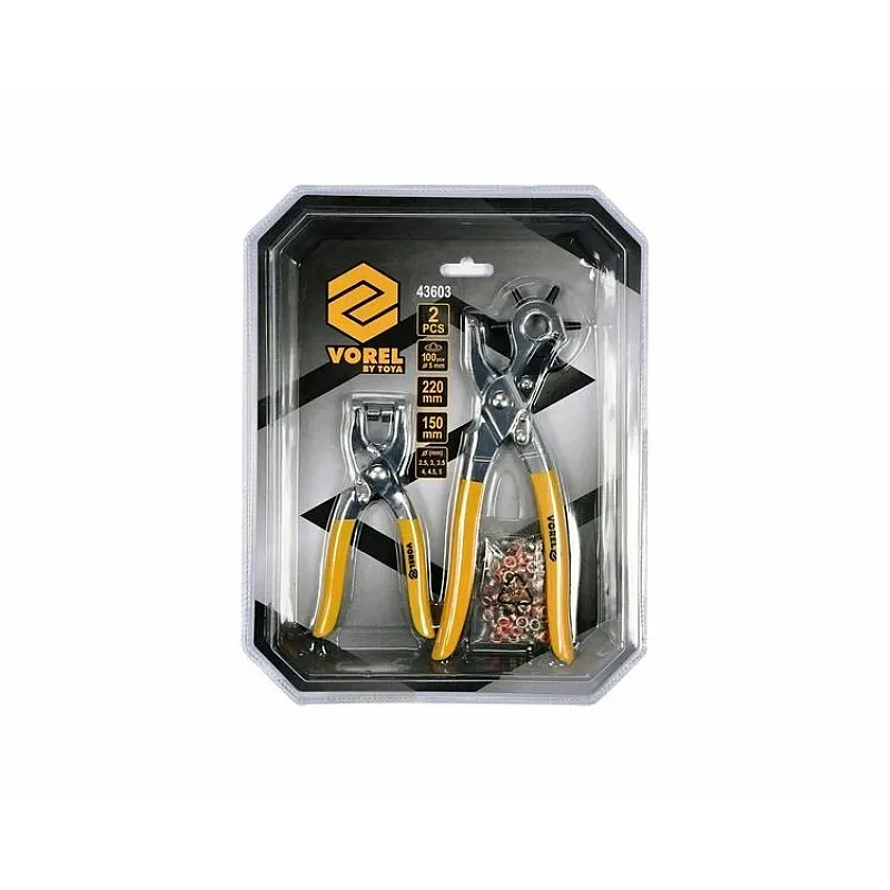 Дирокол та щипці для люверсів з люверсами для шкіряних виробів VOREL, 5 мм (43603) фото