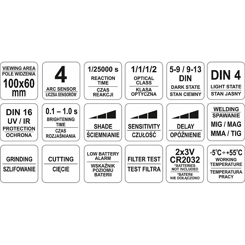 Маска зварювальника Yato 100х60 мм (YT-73926) фото