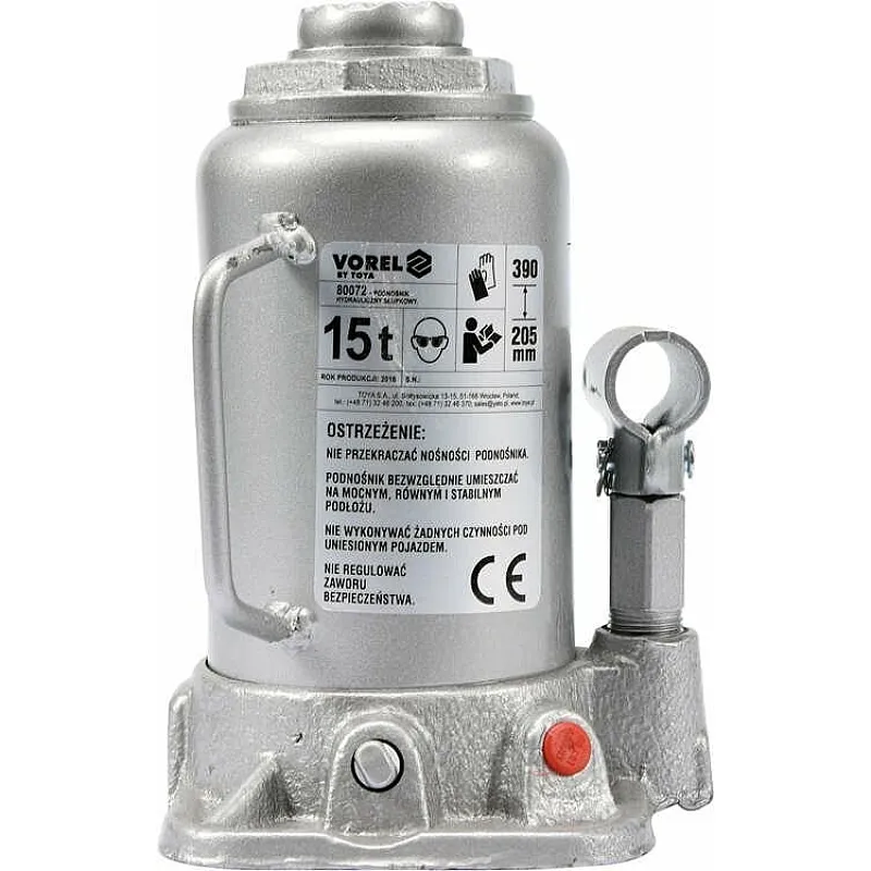 Домкрат гідравлічний пляшковий VOREL 15 т 205х390 мм (80072) фото