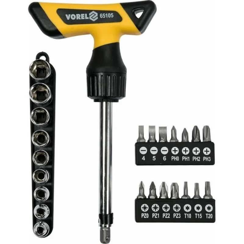 Викрутка реверсивна VOREL 1/4 25 елементів (65105) фото