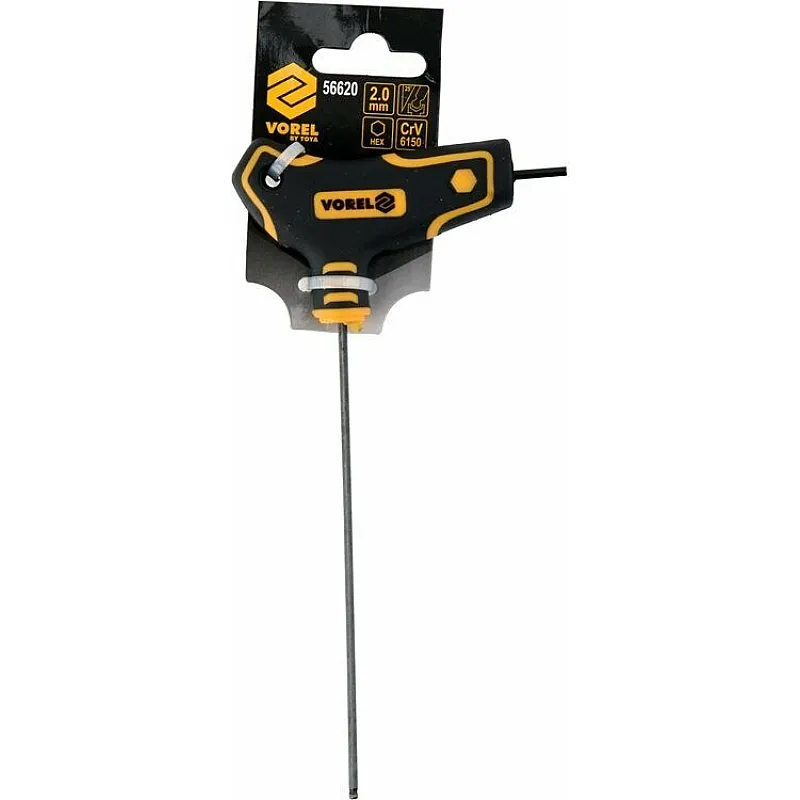 Ключ шестигранний з кульовим наконечником VOREL HEX 2x100x69 мм, Cr-V 6150 (56620) фото