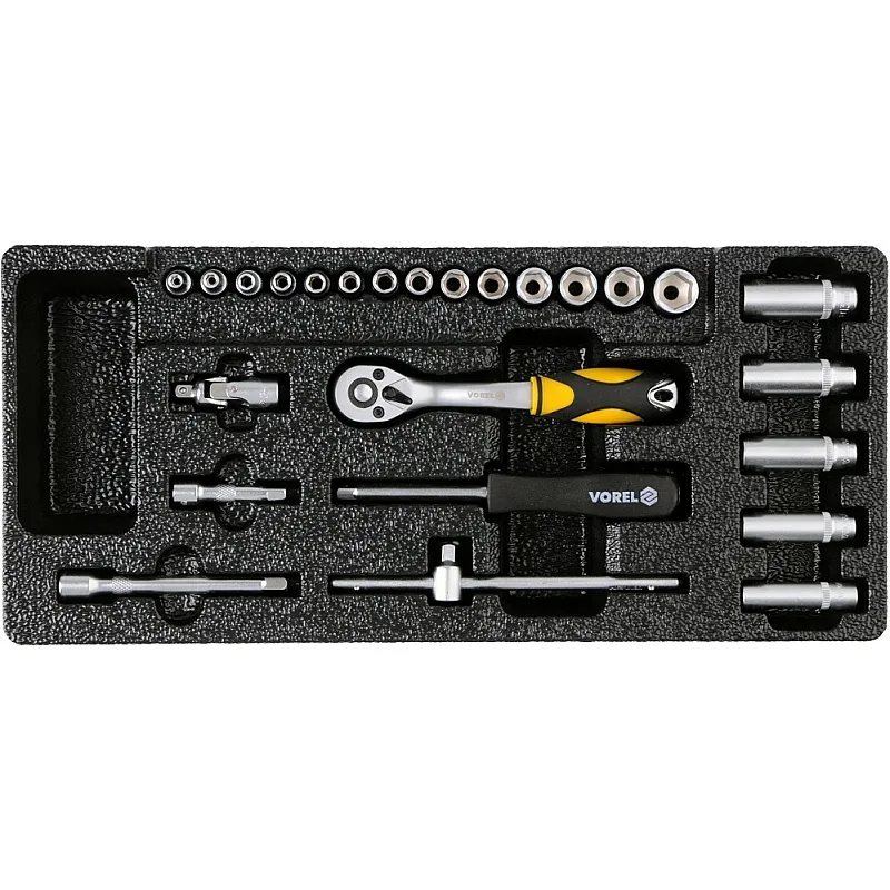 Інструментальний візок з набором інструменту VOREL 177 шт CrV (58540) фото