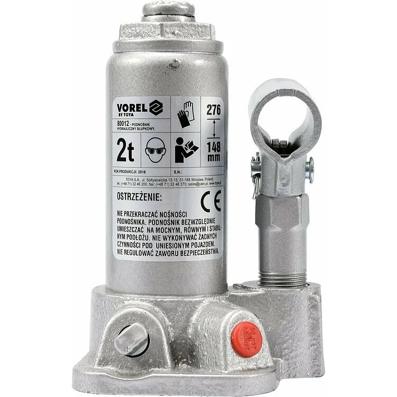 Домкрат гідравлічний пляшковий VOREL 2 т 148х276 мм (80012) фото