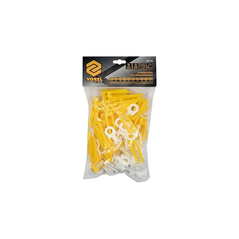 Система выравнивания плитки VOREL 1 мм, 14 мм, 50+50 шт. (04714) фото