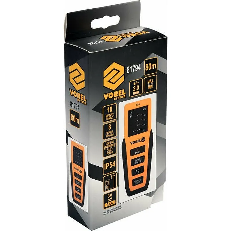 Дальномер лазерный VOREL 0.2-80 м (81794) фото
