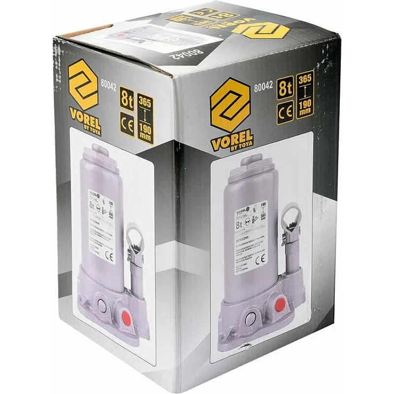 Домкрат гідравлічний пляшковий VOREL 8 т 190х365 мм (80042) фото