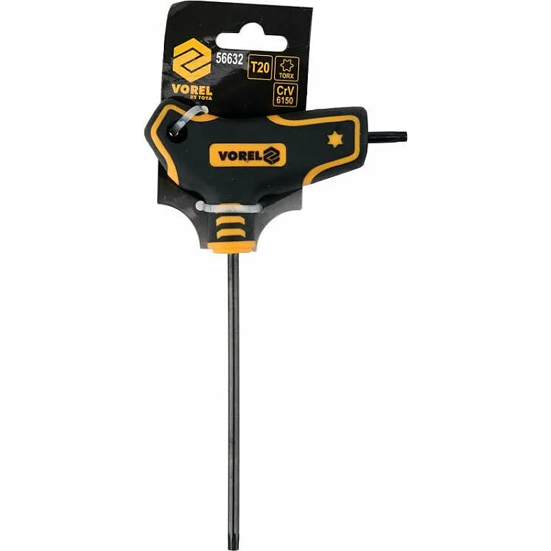 Ключ VOREL TORX Т20x100x72 мм, Cr-V 6150 (56632) фото