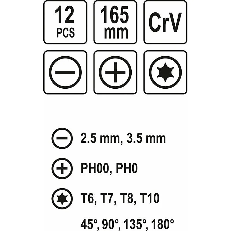 Набір викруток та гачків VOREL 160 мм (64555) фото