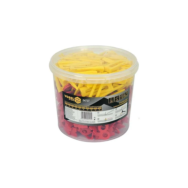 Система вирівнювання плитки VOREL 3 мм, 14 мм, 300+100 шт. (04737) фото