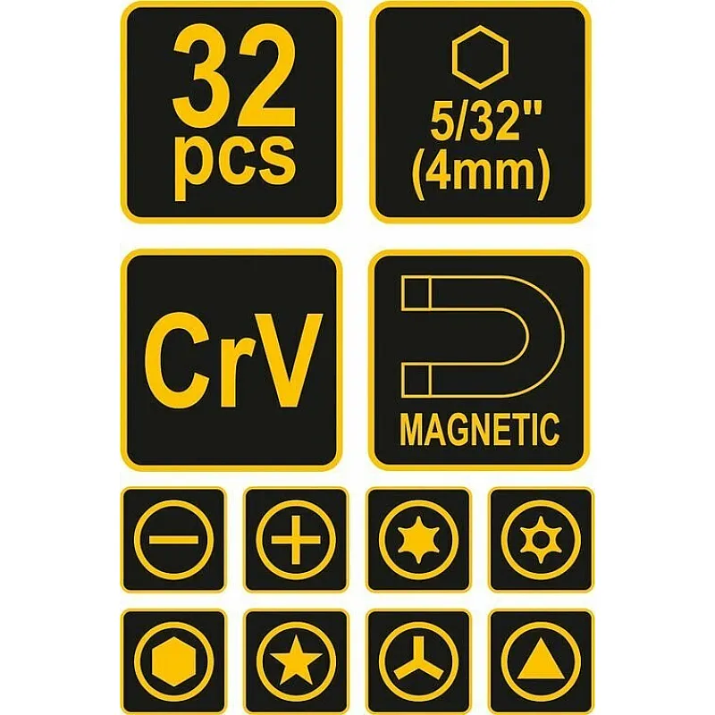 Набір викруткових насадок VOREL 32 шт (64384) фото