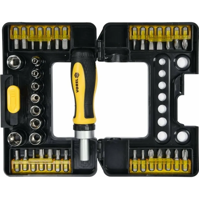 Викрутка реверсивна VOREL 1/4 38 елементів (65023) фото