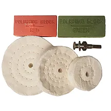Полировальный набор VOREL 3 диска 50х75х100 мм., штифт-держатель 6 мм., 2 вида мастики (25420)