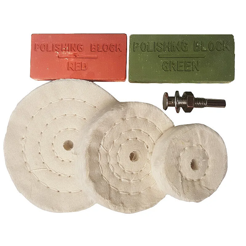 Полировальный набор VOREL 3 диска 50х75х100 мм., штифт-держатель 6 мм., 2 вида мастики (25420) фото