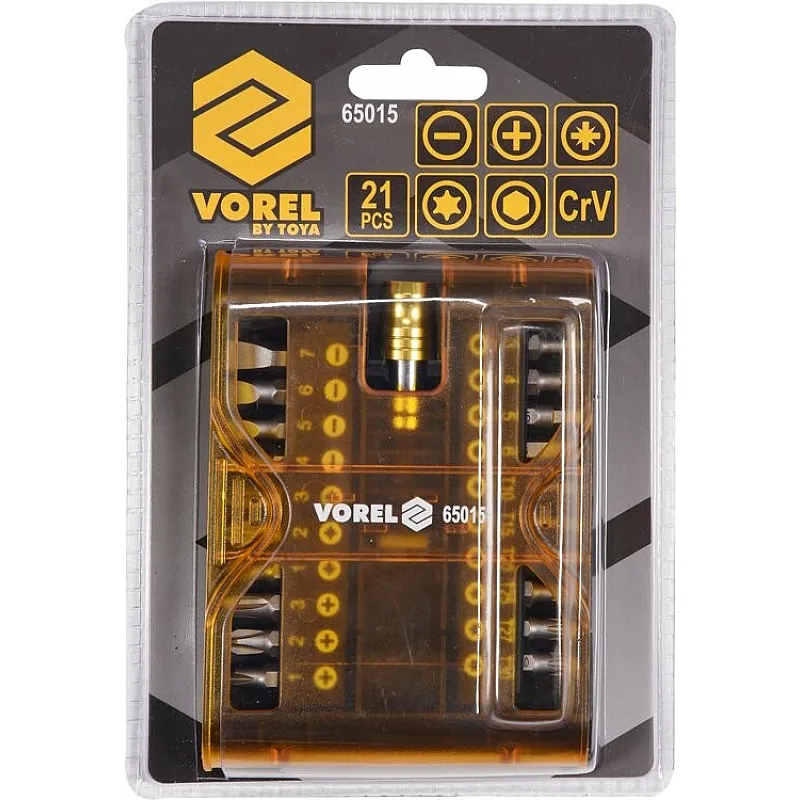 Насадки викруткові VOREL TORX T10-T30, HEX H3-H6, SL4-SL7, PH1-PH3, PZ1-PZ3 - HEX 1/4 (65015) фото