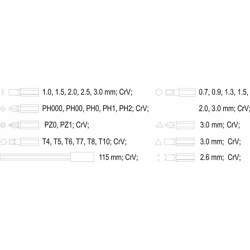 Викрутка реверсивна VOREL 1/4 38 елементів (65025) фото
