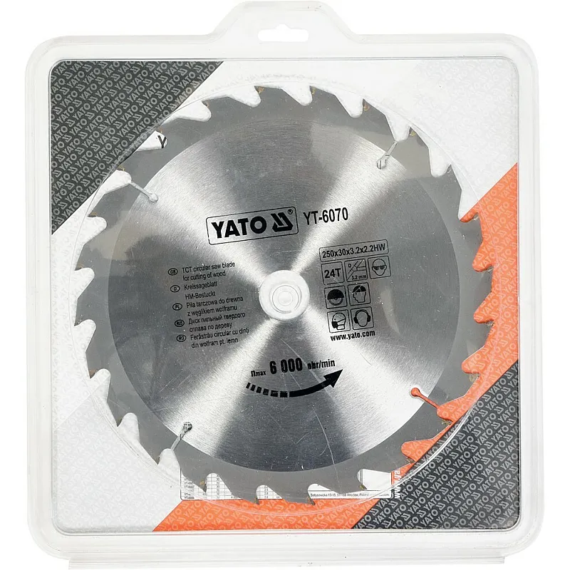 Диск пильний YATO по дереву 250х30х3.2х2.2 мм, 24 зубці (YT-6070) фото