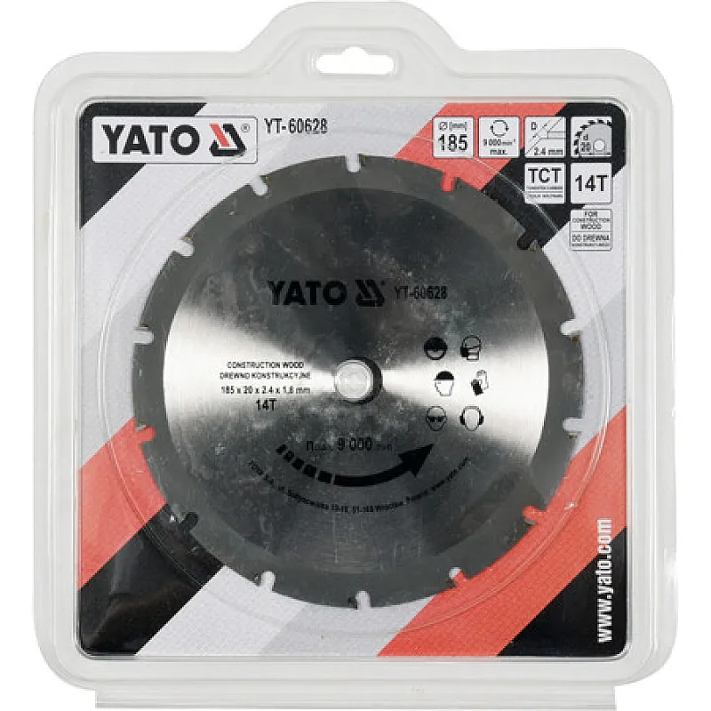 Диск пильний Yato 185х2.4x20 мм, 14 зубів (YT-60628) фото