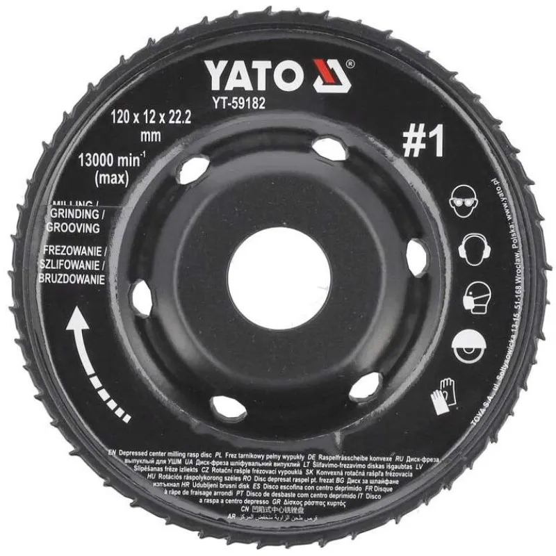 Диск-фреза опуклий Yato 120х22.2 мм, 16/12 мм (YT-59182) фото