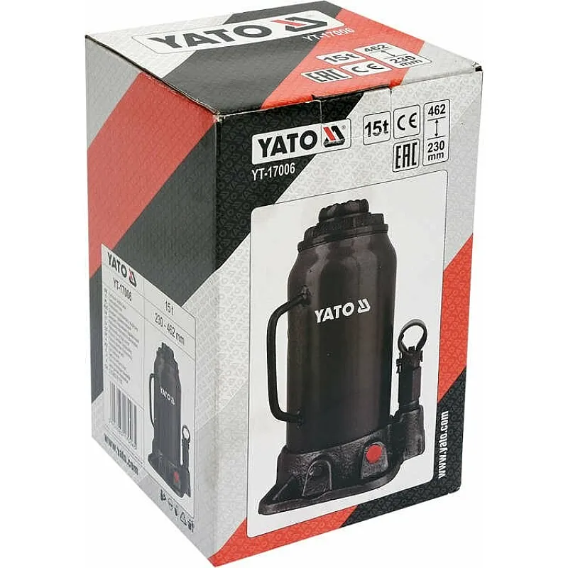 Домкрат гидравлический бутылочный Yato 15 т 230х462 мм (YT-17006) фото