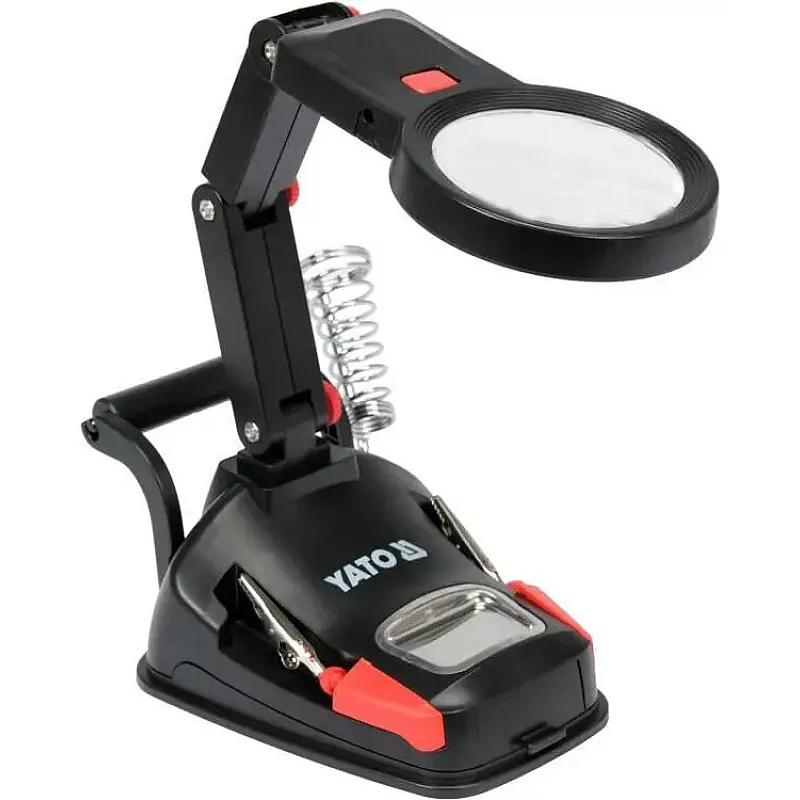 Лупа складана Yato на підставці з двома лінзами та світлодіодним підсвічуванням (YT-73861) фото
