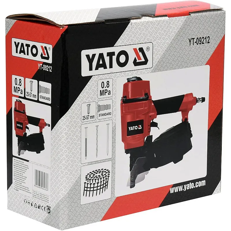 Пістолет цвяхозабивний пневматичний барабанний YATO YT-09212, 25-57 мм фото
