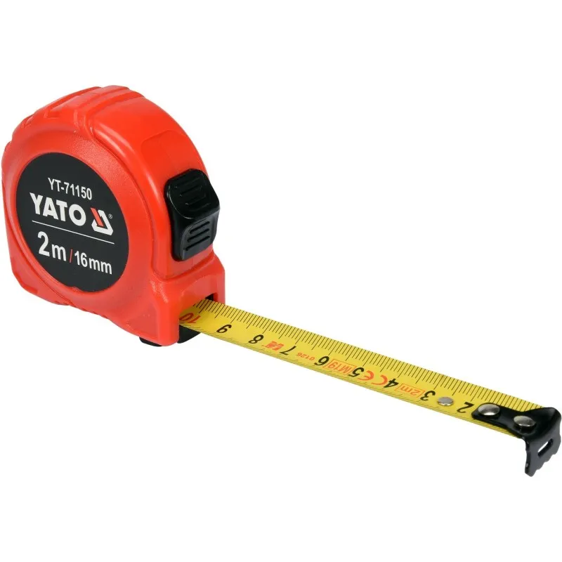 Рулетка Yato (YT-71150) 2 м x 16 мм, сталевою стрічкою, нейлоновим покриттям, подвійним блокуванням фото