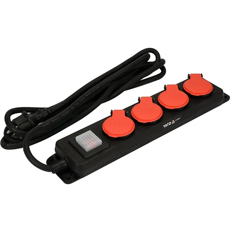Подовжувач із заземленням Yato YT-81241 3 м на 4 розетки фото