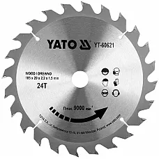 Диск пильний по дереву з переможними напайками Yato YT-60621 (185x20x2.2x1.5 мм), 24 зуби