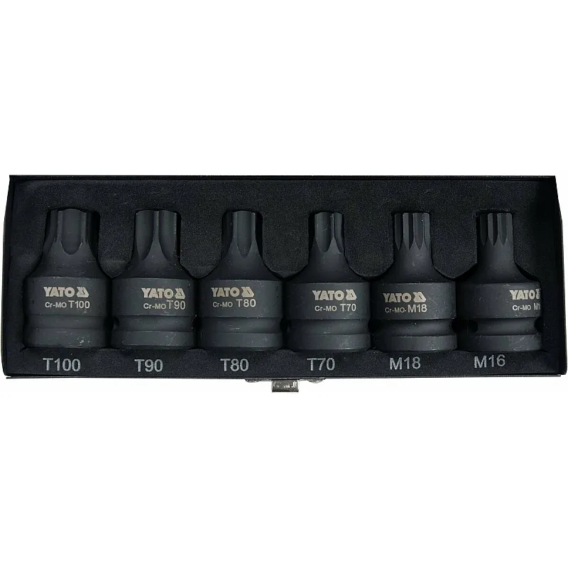 Набор насадок отверточных ударных Yato Spline и Torx 3/4 T70-100, M16, M18, 6 шт (YT-10653) фото