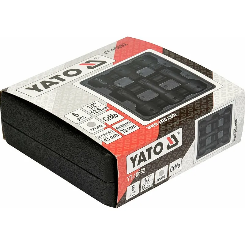Набор ударных отверточных насадок Yato SPLINE 43х78 мм M14, M16, M18 (YT-10652) фото