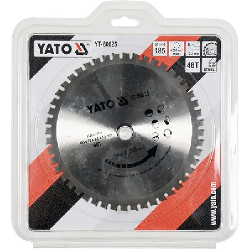 Диск пильний Yato 185x2.2x20 мм, 48 зубів (YT-60625) фото