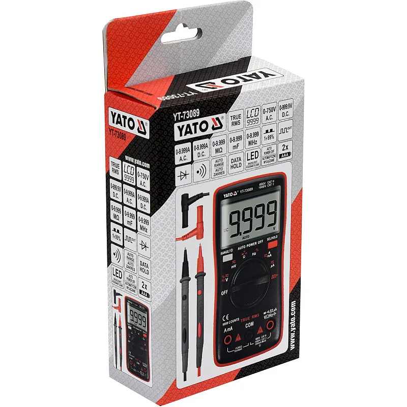 Мультиметр Yato True RMS LCD 9999 (YT-73089) фото