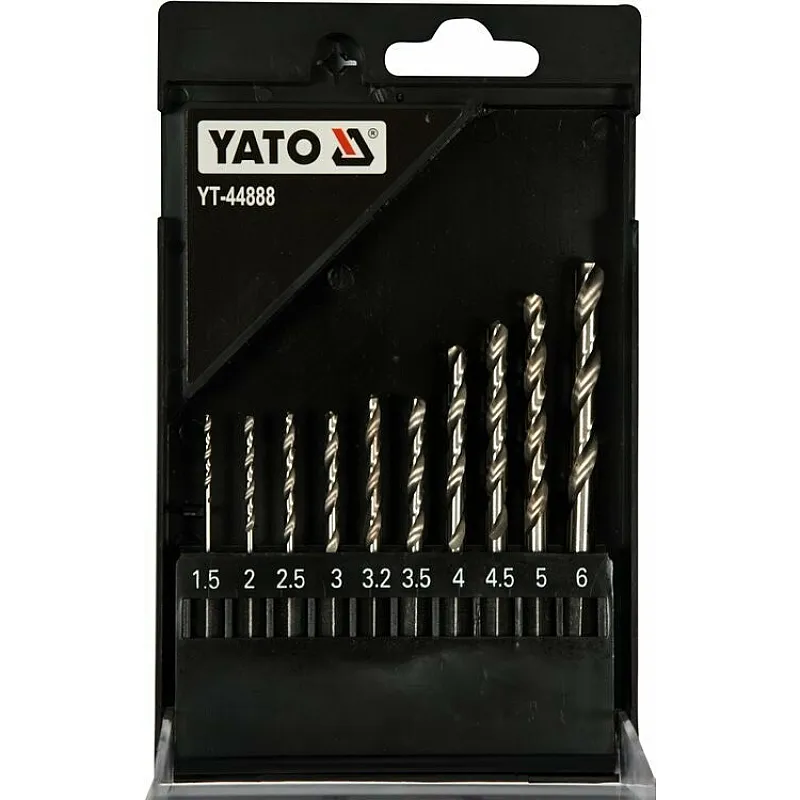 Набір свердлів Yato HSS6542/ 1.5х6 мм, HEX-1/4 по металу 10 шт у футлярі (YT-44888) фото