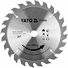 Диск пильний по дереву з переможними напайками Yato YT-60590 (165x16x2.2x1.5 мм), 24 зуби