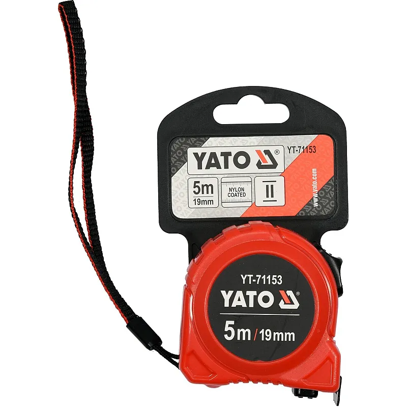 Рулетка Yato (YT-71153) 5 м x 19 мм, сталевою стрічкою, нейлоновим покриттям, подвійним блокуванням фото