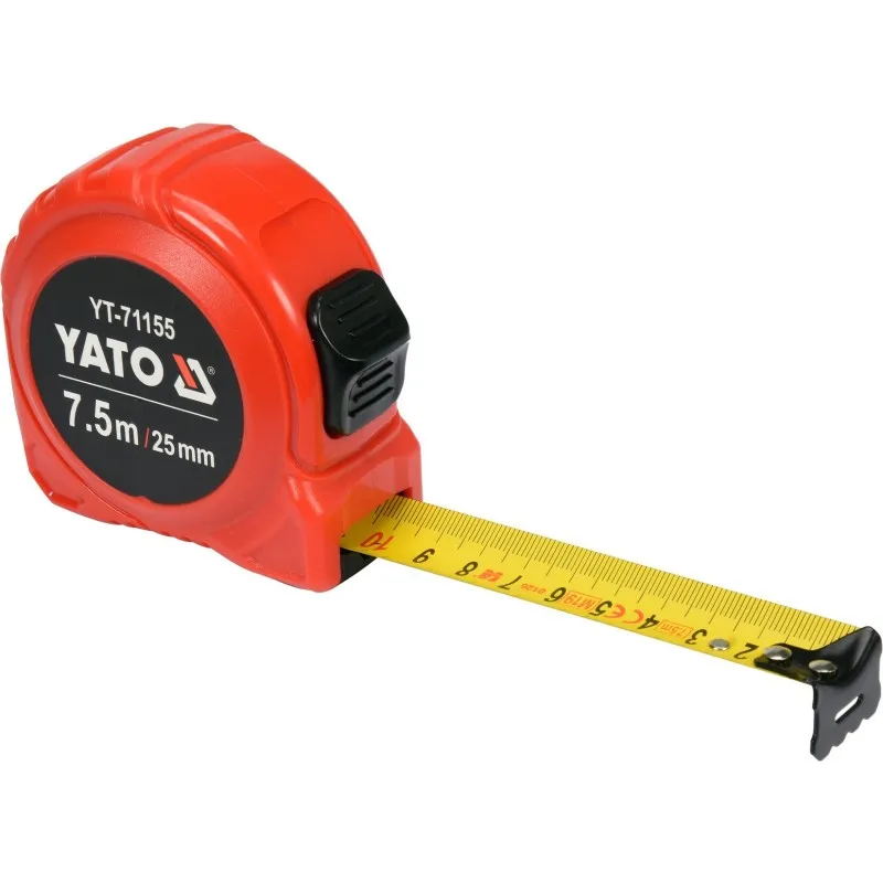 Рулетка Yato (YT-71155) 7.5 м x 25 мм, сталевою стрічкою, нейлоновим покриттям, подвійним блокуванням фото