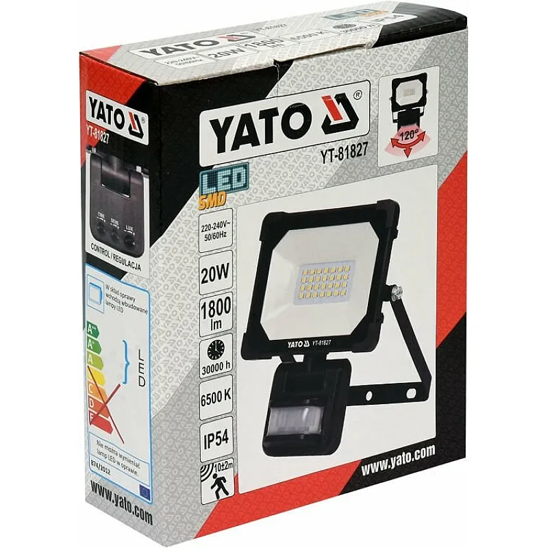 Прожектор із SMD-діодним випромінювачем та датчиком руху Yato YT-81827 фото