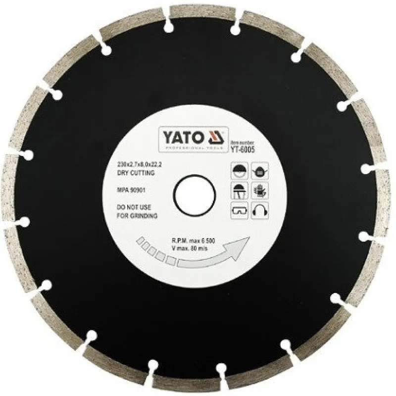 Диск алмазный YATO сегмент 230x8,0x22,2 мм (YT-6005) фото