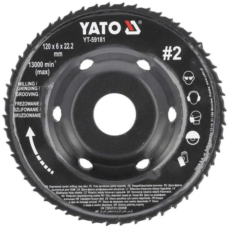 Диск-фреза опуклий Yato 120х22.2 мм, 16/6 мм (YT-59181) фото