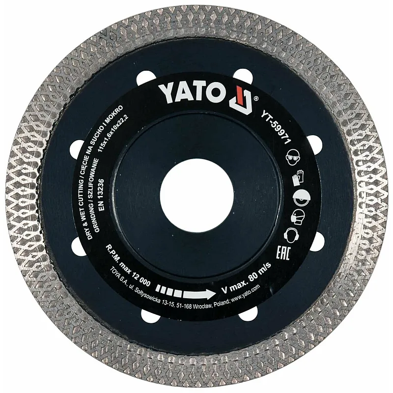 Диск отрезной Yato 115x1.6x10x22.2 мм (YT-59971) фото