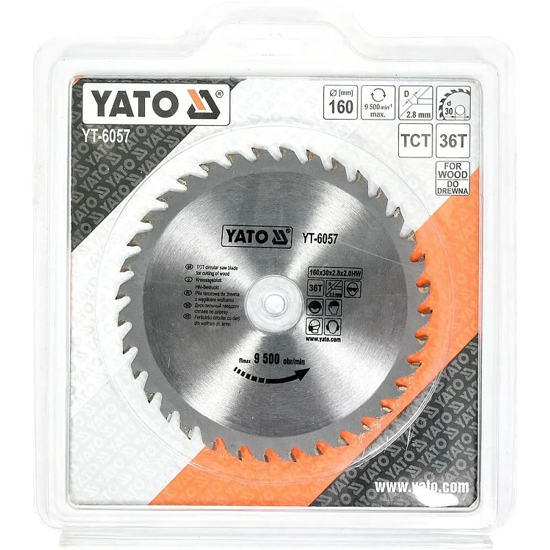 Диск пильний YATO по дереву 160х30х2.8х2.0 мм, 36 зубців (YT-6057) фото
