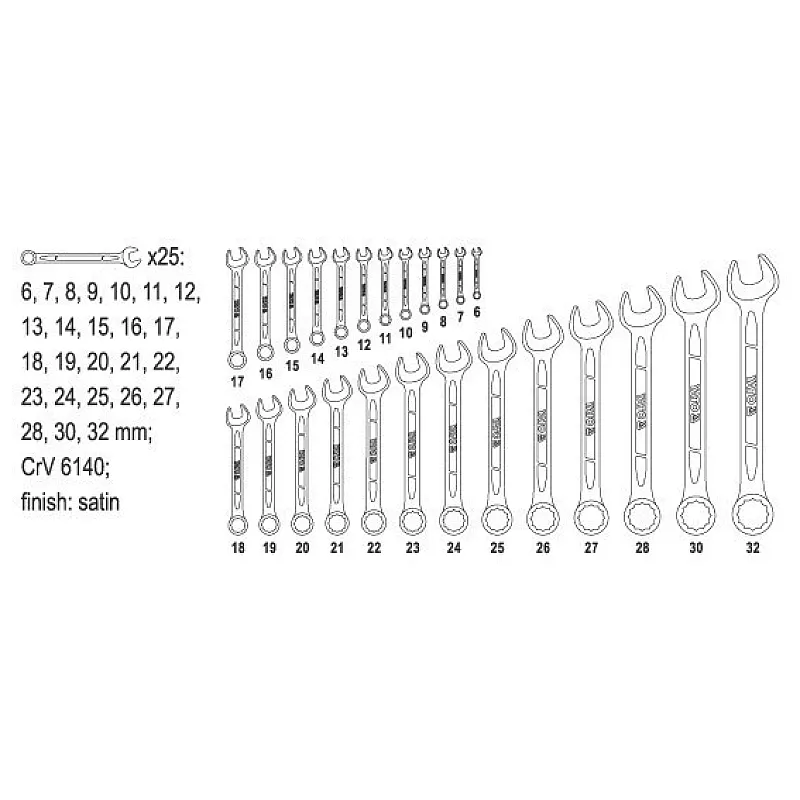 Набір ключів комбінованих Yato YT-0075 фото