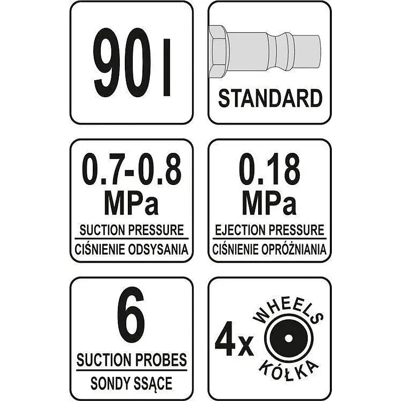 Пневматичний пристрій для зливу масла на колесах Yato (YT-07190) фото