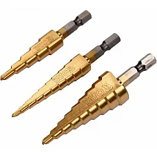 Свердла титанові конічні по металу Yato, HEX-1/4, HSS, 3-20 мм, 3 шт. (YT-44731)