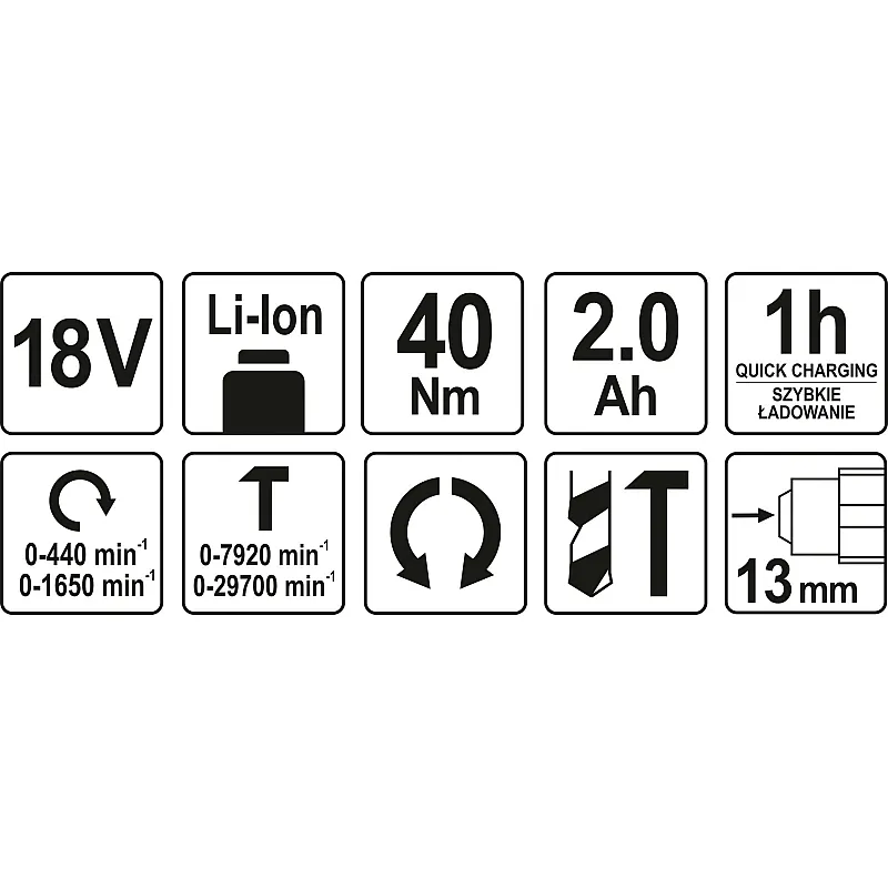 Акумуляторний дриль-шуруповерт Yato YT-82788 фото