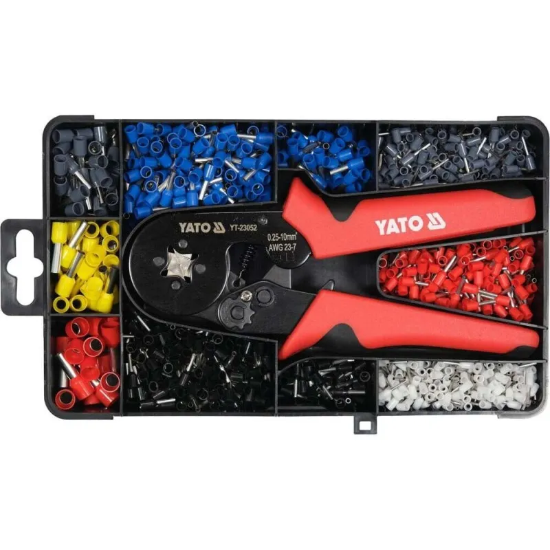 Обтискні кліщі з набором наконечників Yato 175 мм, 0.25-10 мм, 1200 шт. (YT-23052) фото