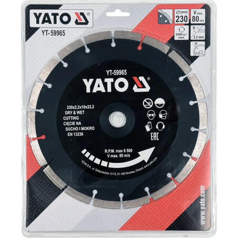 Диск відрізний Yato 230x2.2x10x22.2 мм (YT-59965) фото