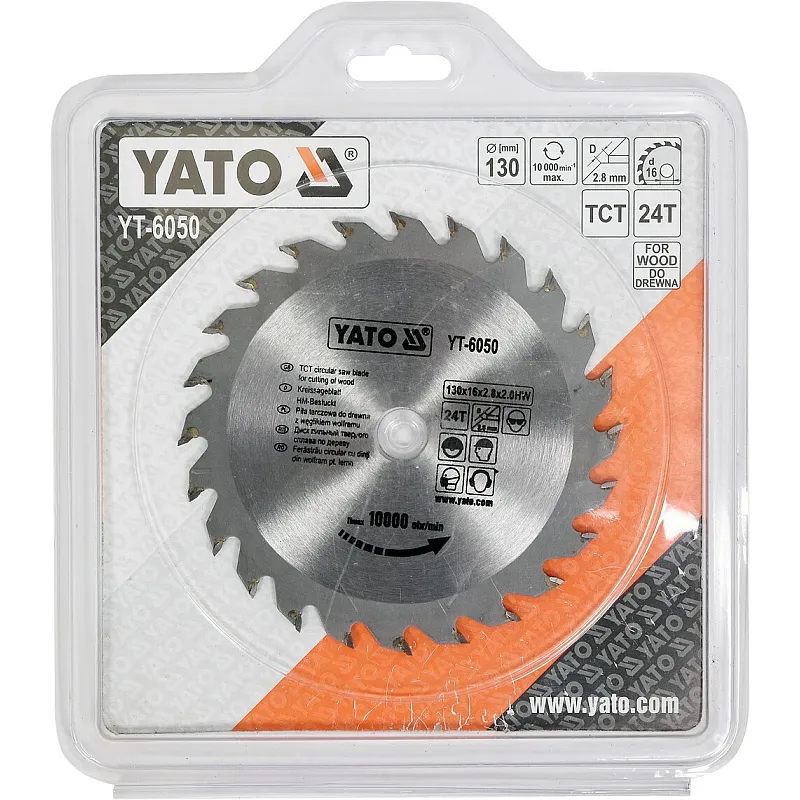 Диск пильний YATO по дереву 130х16х2.8х2.0 мм, 24 зубці (YT-6050) фото