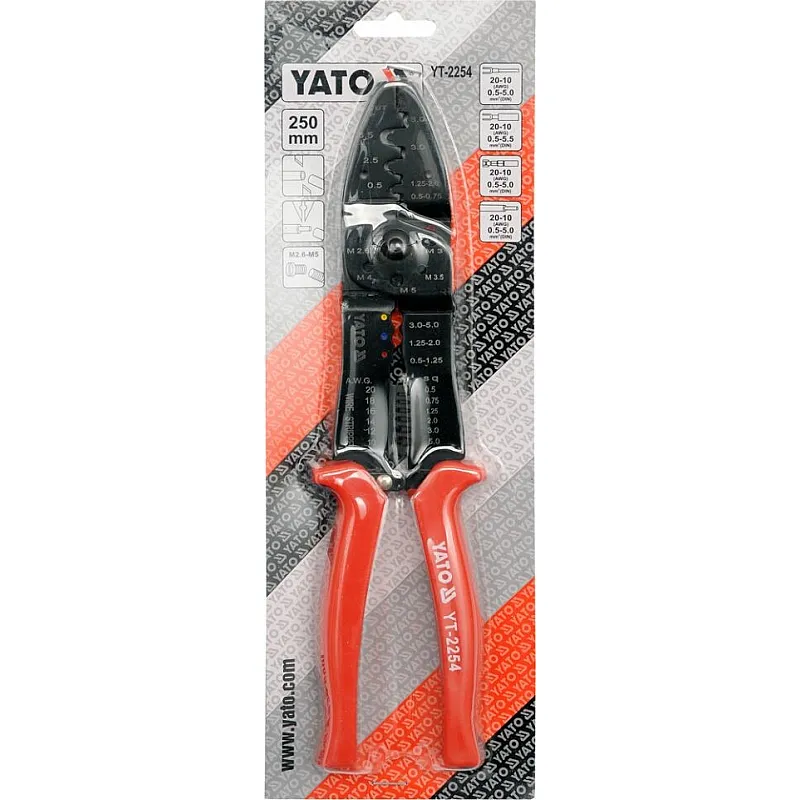 Кліщі для обтиску та зачистки проводів Yato (YT-2254) фото
