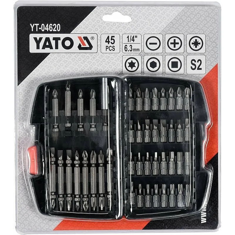 Набор насадок отверточных YATO 1/4 45 шт (YT-04620) фото